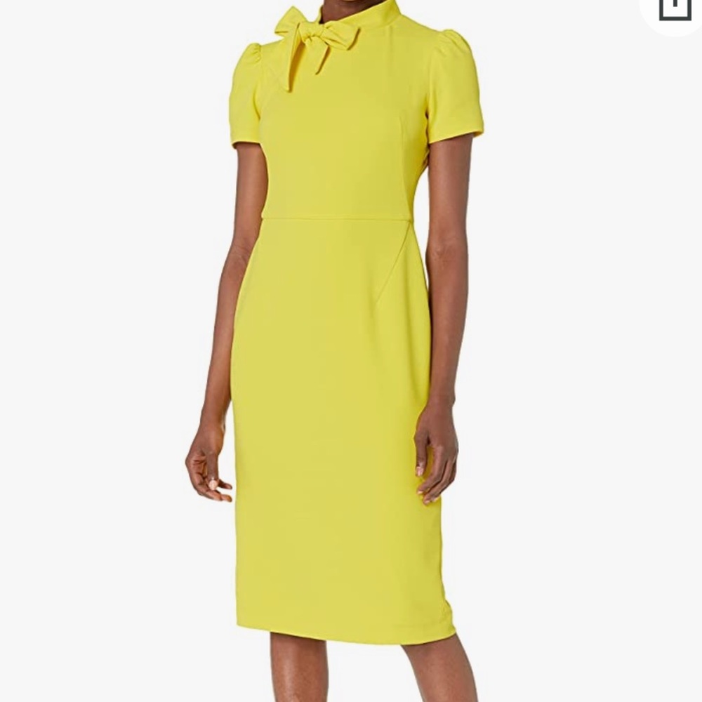 Maggy London – Neck Tie Short Sleeve Sheath Dress (Petite) 
YELLOW / 6P